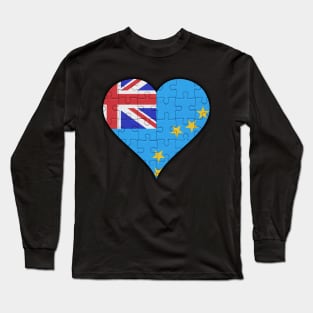 Tuvaluan Jigsaw Puzzle Heart Design - Gift for Tuvaluan With Tuvalu Roots Long Sleeve T-Shirt